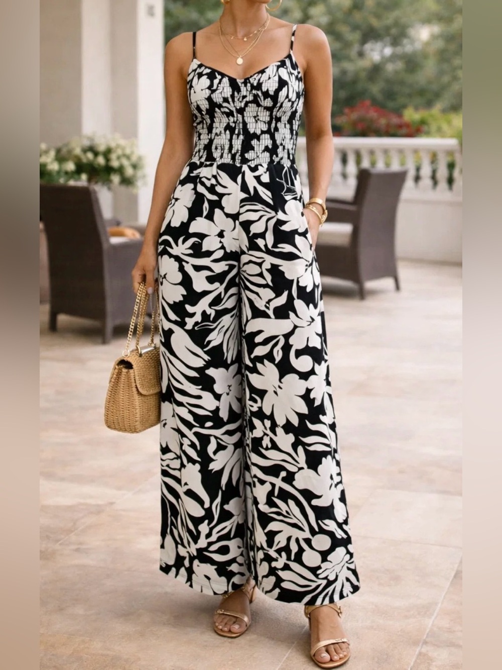Nwt. J.&co navy blue floral jumpsuit